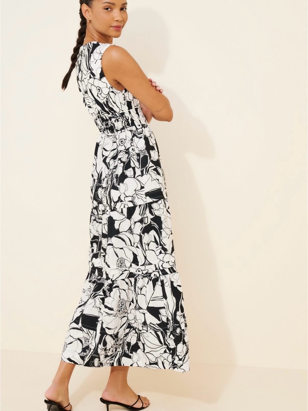 New NWT Anthropologie Somerset Black and White Floral Maxi Dress small - Picture 4 of 4